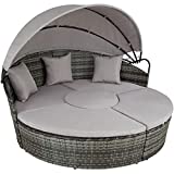 TecTake 800718 Isla de Ratán, Toldo Plegable, Estructura de Acero, Combinable, Protección UV, Incl. Cojines Repelentes al Agua - Disponible en Diversos Colores (Gris | No. 403281)