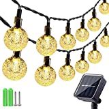 Qedertek Guirnaldas Luces Exterior Solar, Cadena de Bola Cristal Luz para Exterior, 10.85M 60 LED, Guirnalda Luminosa Impermeable, Luces Decoración para Jardín, Casa, Bodas (Blanco Calido)