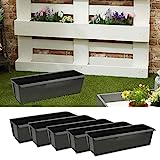 Cepewa Caja para Plantas Adecuada para europalets, Juego de 6 maceteros de plástico, Ancho 38 cm