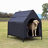 Amazon Basics - Caseta para mascotas, elevada, portátil, grande, negra