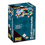 Idena 31093 - Cadena de luces led con 80 ledes de colores, con temporizador de 8 horas, para interior y exterior, para bodas, fiestas, decoración, jardín, balcón, como luz ambiental, aprox. 12,9 m