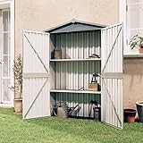 Kstyhome Cobertizo de jardín, Cobertizo Jardin Exterior, Armario Exterior, Caseta Exterior, Cobertizo, Armario Metalico, Cobertizo Bicicletas Exterior, Acero galvanizado Gris 107,5x46x183 cm