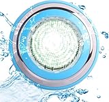 YASBED Foco LED Piscina, 47W Luz para Piscinas Led Sumergibles, IP68 Impermeable Luces Piscina con Control Remoto, Wall Mounted Lámpara Piscina iluminación, Blanca Fría, 12V AC/DC, Cable 5ft