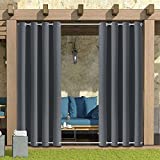 Cortinas de exterior para patio, cenador, pérgola, impermeable, resistente al viento, aislamiento térmico, para interiores y exteriores, porche (132 x 238 cm), color gris