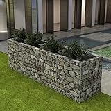 Benkeg Jardinera De Gaviones Plateado 360 x 90 x 100 cm, 1400 Kg/M³, Jardinera Gaviones para Piedras Cesta De Piedras De Acero