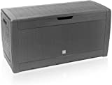 Casaria Baúl de Almacenaje Gris 119x48x60cm 310L Arcón Exterior Cojines 4 Ruedas Asas Caja de Jardín