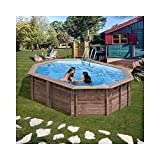Gre KPBOC535 KPBOC535-Piscina ovalada SUNBAY 535 x 335 x 130 cm con escalera Ext. Madera/Int. Acero inoxidable y filtro de arena 6 m3/h