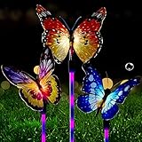 ZVO Mariposa LED Solar para Exterior, 3 Piezas Luces Solares de Jardín al Aire Libre, Lámpara Animales Ddecorativa, Luz de Estaca Multicolor, Iluminación Impermeable para patio, camino, césped
