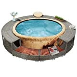 vidaXL Borde de Bañera Hidromasaje Ratán Sintético Accesorios de Protección Piscinas Duradero Robusto Resistente Práctico Funcional Elegante Moderno Útil Gris