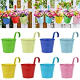 RIOGOO Macetas, macetas de jardín, Cubos Colgantes para Colgar, macetas de Metal, macetas para decoración del hogar, Gancho Desmontable ((8 Piezas de tamaño Medio)