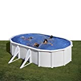 Gre KIT500ECO Fidji - Piscina Elevada Ovalada, Aspecto Acero Blanco, 500 x 300 x 120 cm