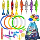 Nabance Juguetes de Buceo, 32 Piezas Juguete de NataciГіn Anillos de Buceo Torpedos Bandidos Dive Gems Palos de Buceo Juguetes para Piscina NataciГіn SubacuГЎtica Verano Juegos para NiГ±os