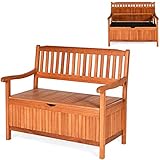 COSTWAY Banco Contenedor de Madera para Exterior, Banco Arcón para Entrada con Revestimiento Interno Removible y Empuñadura, Banco de Almacenamiento para Patio Jardín 107 x 59 x 90 cm