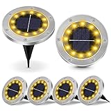 Luces Solares Exterior, 6 Piezas 8 LEDs Molbory Luces Solarenterradas, IP65 Impermeable Luces Solar de Tierra, Acero Inoxidable Luz Solar para Jardín Césped Patio Escalera Pasarela - Blanco Cálido