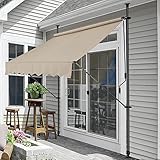 Toldo articulado con armazón - Color de Arena - 150 x 120 x 200-300 cm - Toldo Enrollable terraza balcón - Protector de Sol - Parasol
