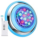 Roleadro Foco LED Piscina, 54W Luz Piscina Sumergible RGB Multicolor IP68 Impermeable Lámpara Piscina con Control Remoto, Luces para Piscinas iluminación Wall Mounted, 12 V AC/DC, Cable 5ft