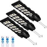 LEDMO 3 Pezzi 500W Farola Solar Del atardecer al Amanecer, Farola Exterior Solar P66 Impermeable 6500K Blanco Frío, Farola Solar LED 5000LM Con 3.2V / 40,000mAh, 825 LEDS