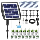 Kit de Riego por Goteo Automático Energía Solar, Sistema de Riego Automático de Jardín con Manguera de 15 M, Adecuado para Jardines al Aire Libre y Plantas en Macetas de Balcón, verdura