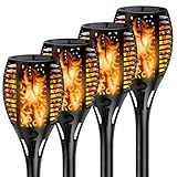 JUWUGU Luces Solares para Exteriores, Antorcha Solar Con llamas Parpadeantes, Luces de llama a Prueba de Agua, Decoración de Paisaje para Jardín, Camino, Patio, Encendido/Apagado Automático(4Pack)