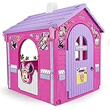 INJUSA - Casa de Juguete Minnie Mouse Color Rosa Licenciada con 2 Puertas de Entrada con Pestillo y Buzón 2 Ventanas y Mostrador Exterior Recomendada para Niños y Niñas +3 Años