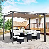 Outsunny PГ©rgola de Aluminio Gazebo Cenador 3x3m para JardГn Patio o Terraza con Techo RetrГЎctil Tela PoliГ©ster Resistente a Agua y UV