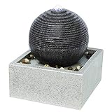 Fuente de interior y exterior moderna LED blanco, gran fuente decorativa para jardín, terraza, decoración de mesa Zen relajante, idea de regalo para ocasión especial, 34 x 30 x 30 cm – Bonny Zen'Light