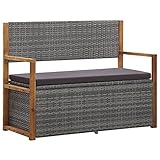 Festnight Banco Exterior de 2 Plazas con Espacio de Almacenamiento y Cojín Banco Almacenaje Exterior Bench Baúl para Jardín Terraza Carga 250 kg 110 x 56 x 87 cm