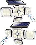 Luz Solar Exterior , 【2 Piezas 】4 Cabezas 231LED Lampara Solar Exterior Con Mando a Distancia Focos Solares con Sensor de Movimiento IP65 Impermeable Exterior para Frente Jardin Garaje Camino Patio