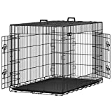 Feandrea Jaula para Perros Plegable con 2 Puertas, Bandeja Extraíble, 122 x 74,5 x 80,5 cm, XXL, Negro PPD48H
