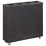 Benkeg Jardinera con 4 Macetas de Ratán Sintético Marrón 80x22x79 cm con 4 Ruedas Resistente a La Intemperie para Sus Jardines, Balcones o Patios, Terraza