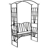 TecTake Arco de Metal para Rosas Arco de jardín Plantas con Banco pérgola Banco Jardin