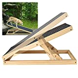 Rampa para Perros y Gatos, Rampa Piscina Perros, Rampa Plegable con Forro Antideslizante, Escalera Perro, Rampa para Escaleras de Madera para Cama o Sofá, 4 Escalones Regulables en Altura