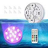 Luces Sumergibles, BrizLabs 13 LEDs Piscina Luz 16 Colores Bajo El Agua Luces Impermeables Con RF Control Remoto RGB Luz Sumergible para Acuario Jarrón Bañera Estanque Bodas Fiestas Jardín, 2 Piezas