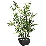 HOGAR Y MAS Planta Bambú Artificial, Maceta Negra, Piedras, Decoración Interior Realista 70 cm