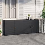 Festnight Armario Jardin Armario Exterior Impermeable Armario Bajo Armario de Almacenaje Ratán PE Armario Escobero Armario de Exterior e Interior,Jardín y Terraza 198 x 55,5 x 80 cm Negro