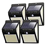 Litogo Luz Solar Exterior 140 LED【4 Pack / 3 Modos】con Sensor de Movimiento, Luces LED Solares Exteriores 270º lluminación Focos Solares Exterior Impermeable Aplique Lampara Solar para Exterior Jardin