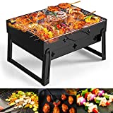 Barbacoa Portátil GolWof Barbacoa Plegable Parrilla Barbacoa de Carbón de Acero Inoxidable para Jardín Picnic Camping 35*27*20cm