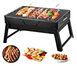 Edihome, Barbacoa Portatil, de Carbon, con Parrilla, Plegable, Acero inoxidable, Camping accesorios, Acampada o Picnic, para Exterior, Terraza, Ligera (S)