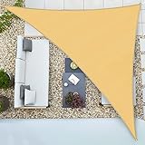 Duerer Toldo Vela de Sombra Triangular 3.6X 3.6X 3.6m, 95% de Protección UV, 185GSM Densidad para Patio, Jardín, Pérgola, Patio Trasero - Color Arena