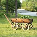 DZX Trolley rústico Macetero de Madera Carro de Flores Soporte de Maceta Ornamental Cubo Patio Terraza de jardín , Decoraciones de jardín al Aire Libre