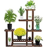 Yaheetech Soporte Plantas con 7 Estantes de Madera Abeto 97x25x96cm Estanterias Macetas para Jardín Exterior Balcón Terreza Interior