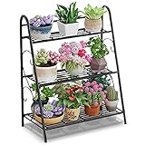 3 Tiers - Soporte de metal para plantas en interiores, resistente mesa de banco para macetas al aire libre, estantería de invernadero para macetas de jardín, hierbas, flores, Etagere