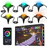 BOIROS Luces Led Exterior Jardin, Luz para Exteriores IP67 Impermeable 16 LEDs Luces RGB Inteligente con Control App para Césped Terraza Calzada (42.98FT)