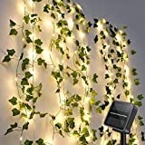 GuKKK Guirnaldas Luces Exterior Solar, Luces de Cadena Solares de Hiedra Artificial 100LED 10M, Luces Solares Led Exterior Jardin, 8 Modos, Impermeable Cadena de Luces Solares Decoración, para Jardín