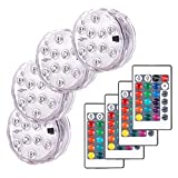 Luces Sumergibles,4PCS Piscina Luz LED Impermeable,Control Remoto Bajo El Agua Luz para Decoración Acuario,Estanque,Bodas,Fiesta Jardín Etc,Decoloración Colorida,Luces Decorativas