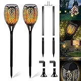 Ibello Llama Luz Solar Exterior Lámpara Grande Solar para Jardín, 2pcs Antorchas Solares Exterior 96 LED IP65 3 Modos de iluminación para Exterior, Jardín, Camino, Patio, zona peatonal