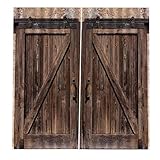 Kuuleyn Cortinas Opacas rústicas, Estilo de Granja, Puerta de Garaje de Madera Antigua, Tela, decoración de Tela, Cortina de impresión de Sombra Completa para Sala de Estar, Dormitorio(170 * 200cm)