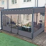 AMDHZ Cortina Transparente para Exteriores Paneles Laterales de La Pérgola con Estor Enrollable PVC Impermeable A Prueba de Polvo Lona Impermeable para Balcón, Personalizable