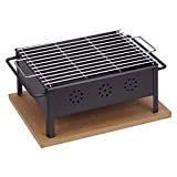 Sauvic 02906 BARBACOA SOBREMESA 30X25 CON PARRILLA INOXIDABLE 18/8, Negro, 39.50x27.00x14.00 cm