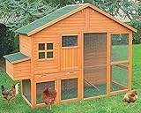 Gran Gallinero Colorado - Gallinero de Madera para 6-9 Gallinas - Incluye almacén, ponedero y Parque - Gallinero prefabricado Espacioso - 96 x 268 x 195 cm
